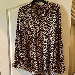 Chico's Brown Leopard Button Down Shirt